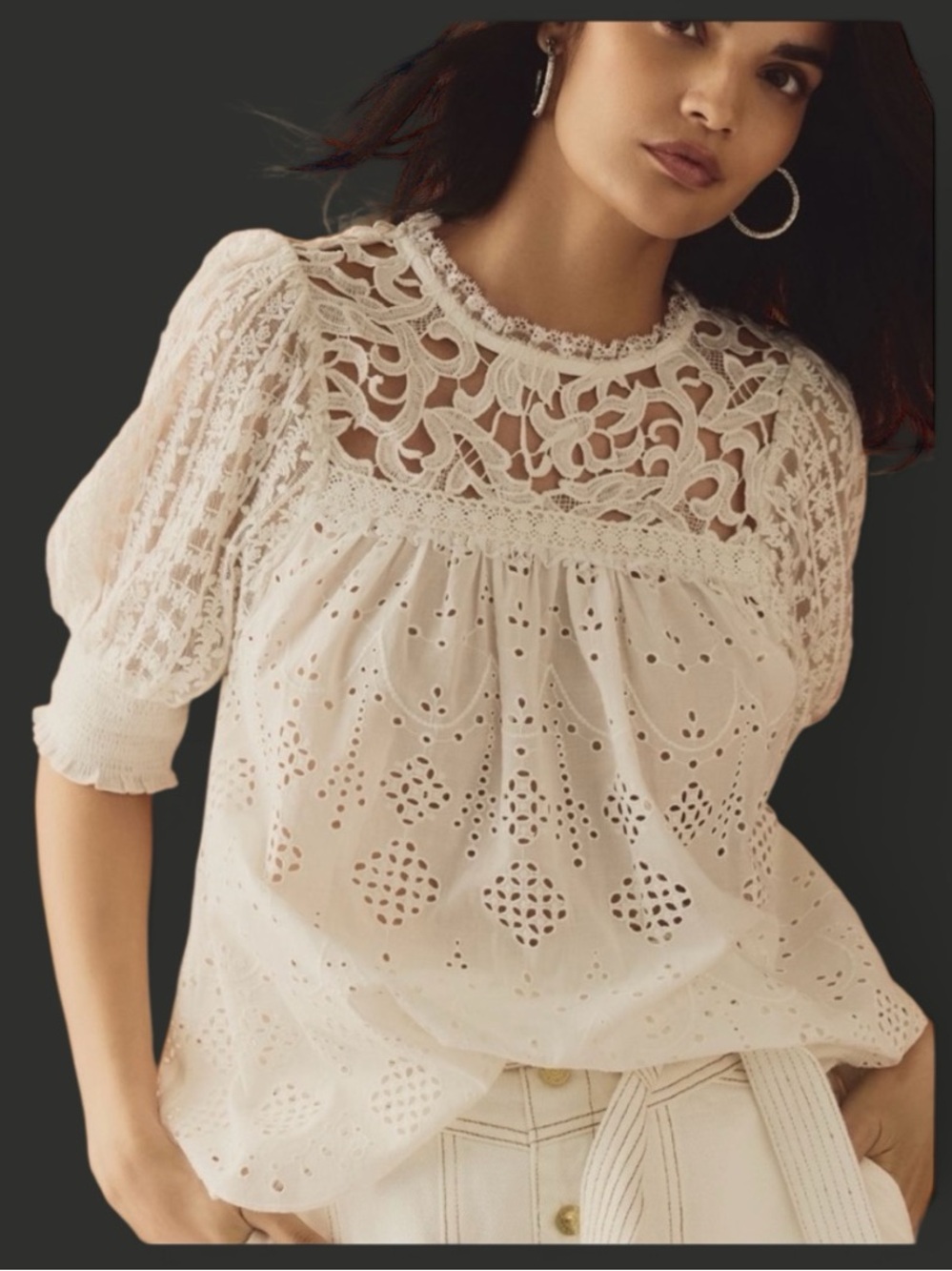 Anthropologie Conditions Apply Ivory Blandine Top Small May fit Medium